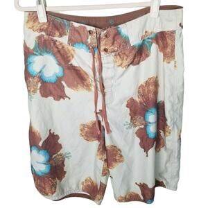 BKE Mens Floral Swim Trunks Board Shorts Size 34 Hybrid Shorts Beach Surfer